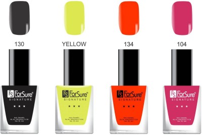 

Forsure Signature Matte Nail Polish Black, Yellow, Red, Pink(Pack of 4)