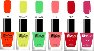 

Forsure Signature Matte Nail Polish Red Yellow, Green Light Orange, Maroon Pink(Pack of 6)