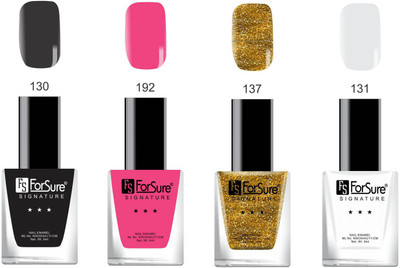 

Forsure Signature Matte Nail Polish Black, Pink, Golden, White(Pack of 4)