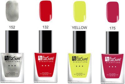 

Forsure Signature Matte Nail Polish Silver, Maroon, Yellow, Dark Pink(Pack of 4)