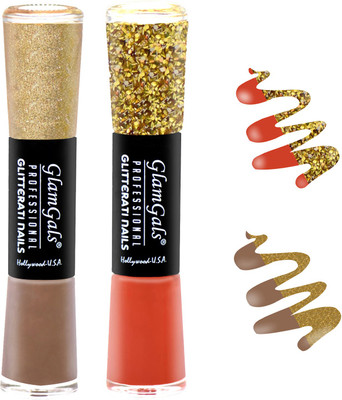 

GlamGals combo of 2 Glitterati Nail Polish Nude, Red(Pack of 2)