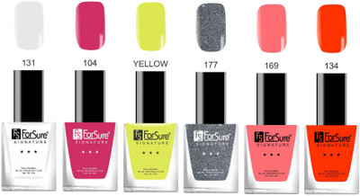 

Forsure Signature Matte Nail Polish White Pink, Yellow Silver, Orange Red(Pack of 6)