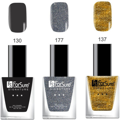 

Forsure Signature Matte Nail Polish Black, Silver, Golden(Pack of 3)