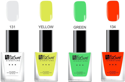 

Forsure Signature Matte Nail Polish White, Yellow, Green, Red(Pack of 4)