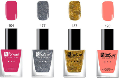 

Forsure Signature Matte Nail Polish Pink, Silver, Golden, Light Orange(Pack of 4)