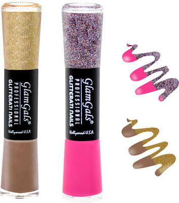 

GlamGals combo of 2 Glitterati Nail Polish Nude, Pink(Pack of 2)