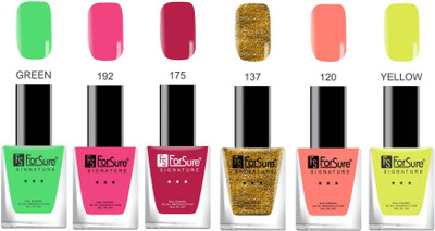 

Forsure Signature Matte Nail Polish Green Pink, Dark Pink, Silver Orange, Yellow(Pack of 6)