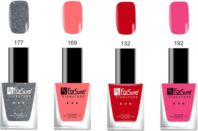 

Forsure Signature Matte Nail Polish Silver, Light Orange, Red, Pink(Pack of 4)