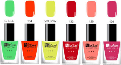 

Forsure Signature Matte Nail Polish Green Red, Yellow Maroon, Orange Light Pink(Pack of 6)