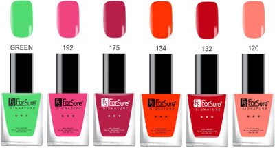 

Forsure Signature Matte Nail Polish Green Pink, Dark Pink Red, Maroon, Orange(Pack of 6)