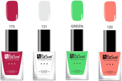 

Forsure Signature Matte Nail Polish Dark Pink, White, Green, Light Orange(Pack of 4)
