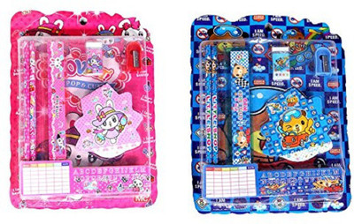 

RIMJHIM TOYS School Stationery Kit For Kids (Pencil, Sharpener, Rubber, Scale,Diary) 2323 SET OF 2 Pencil(Set of 10, Pink, Blue)