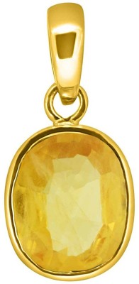 TEJVIJ AND SONS 12.25 ratti pukhraj pendent pandhatu with gold plated for men & women… Gold-plated Sapphire Metal Pendant