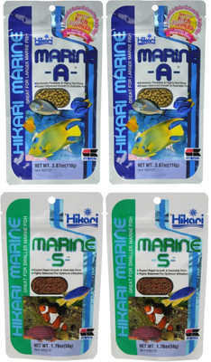 

ROYAL PET Hikari Marine A (110g) / Marine S (50g) (3.87oz/1.76oz) PACK OF 4 | MADE IN JAPAN | Great For Larger/Smaller Marine Fishes | 320 g Dry Fish Food(Pack of 4)