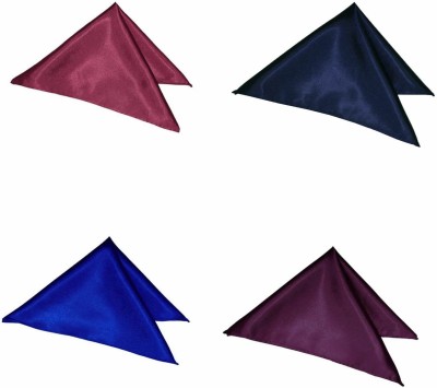 Qtsy Multicolor Pack Of 4 Satin Solid Satin Blend Pocket Square