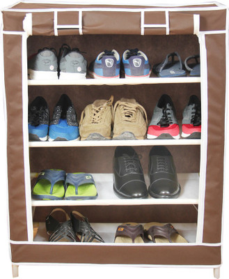 

Novatic Plastic Collapsible Shoe Stand(Brown, 4 Shelves)