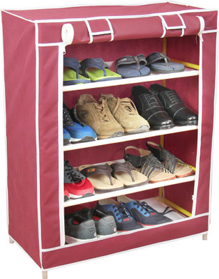 

Novatic Plastic Collapsible Shoe Stand(Maroon, 4 Shelves)