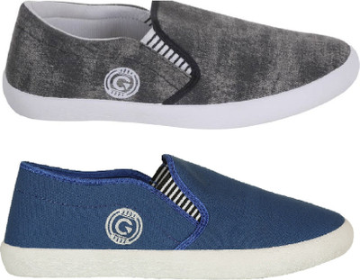 Globalite Casual loafer combo pack for Men`s;Type: Casual and Canvas Loafer; Color: White,Orange,grey,Black Size 6-10 Slip On Sneakers For Men(Navy, Orange)