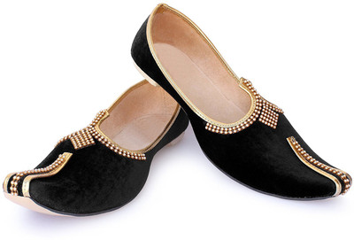 

RYAG Men's Black Velvet Jutti uk 07 Jutis For Men(Black