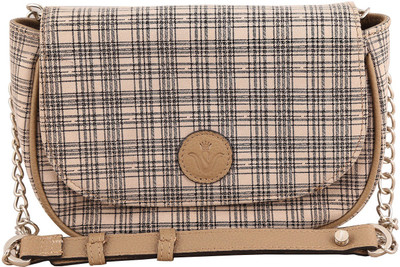 

SWANSIND Women Casual Beige, Black Genuine Leather Sling Bag