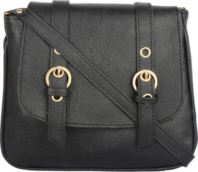 

rainbow arts Women Casual Black PU Sling Bag