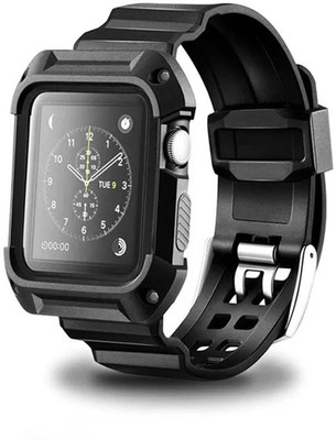 

Robustrion Heavy Duty Rugged Frame Strap Replacement iWatch Band for iWatch Series 3 Series 2 Series 1 Nike+ Herm�s Smart Watch Strap(Black)