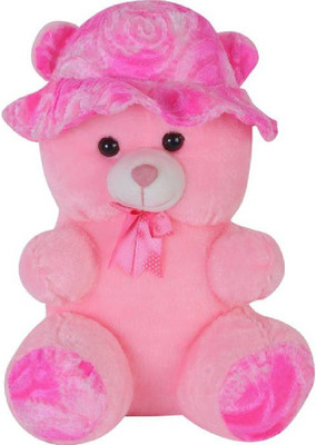 

manoj enterprses 40 cm cap teddy bear pink big rose - 40 cm(Pink)