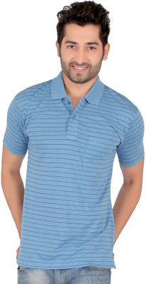 

Awack Striped Men's Polo Neck Light Blue T-Shirt, Skyblue