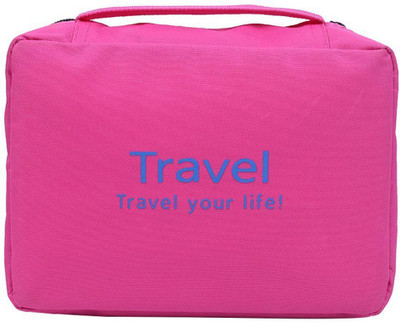 

House of Quirk Cosmetic Makeup Pouch With Multi Pockets Hook Toiletry Bag,Travel Kit For Women'S and Men'S Travel Toiletry Kit(Pink)