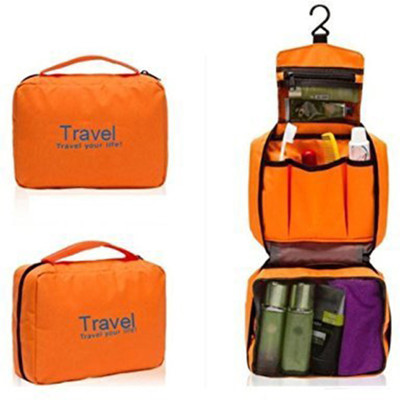 

House of Quirk Cosmetic Makeup Pouch With Multi Pockets Hook Toiletry Kit ,Travel Kit For Women'S Men'S Travel Toiletry Kit(Orange)