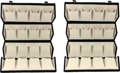 

Addyz Pack of 2 Pieces High Quality Velvet Large Earring Studs Tops Velvet Folder 16 Pairs Organizer Jewellery Vanity Box(Black White)