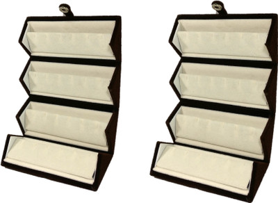 

Addyz Pack of 2 Pieces High Quality Velvet Mini Earring Studs Tops Velvet Folder 12 Pairs Organizer Jewellery Vanity Box(Chocolate White)