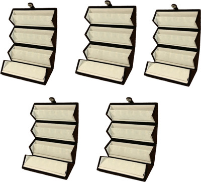 

Addyz Pack of 5 Pieces High Quality Velvet Mini Earring Studs Tops Velvet Folder 12 Pairs Organizer Jewellery Vanity Box(Chocolate White)