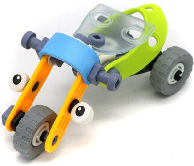 

Toys Bhoomi 2 IN 1 Build & Play DIY 53 Pieces Motorbike Buggy Push and Pull Along Car Vehicle Playset(Multicolor)