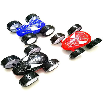 

Reyansh Collection Spider Roll Back Double Sided Stunt Car for Kids- 3Pc's(Multicolor)
