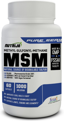 

NutriJa MSM (Methyl Sulfonyl Methane) 1000mg - 60 Veg Capsules(60 No)