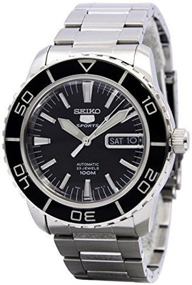 Seiko black5076 Seiko 5 SNZH55 Automatic Black Dial Stainless Steel Mens Watch Watch - For Men