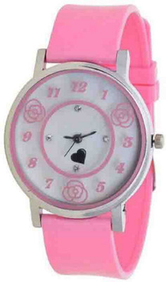 

KDS Pink Rose Printed Dial Fancy Look Designer Pink Strap Valentine Gift For Your Love For Women And Girls Watch Watch - For Men & Women
