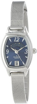

Peugeot blue4167 Peugeot Women's Slim Silver Mesh Decorative Sun Moon Phase Blue Face Vintage Dress Watch 712BL Watch - For Men