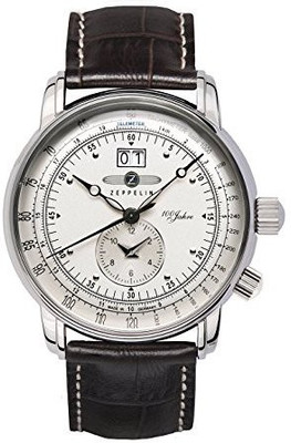 

Zeppelin White 1425 Graf Zeppelin Dual Time Big Date 100 Years of Zeppelin Watch 7640-1 Watch - For Men