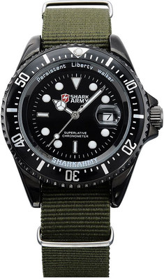 

SHARK ARMY Black 2679 Shark Army Men's Green Nylon Date Military Sport Quartz Wrist Watch + Box SAW016 Watch - For Men