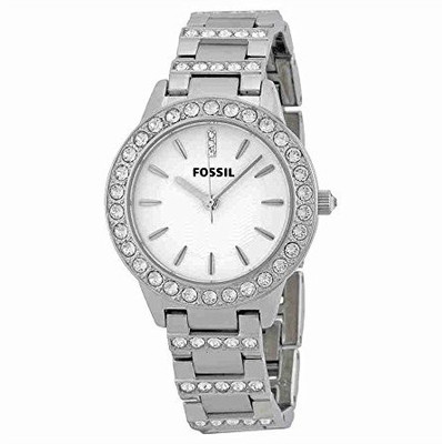 Fossil white4101 Fossil Women's ES2362 Stainless Steel Bracelet Silver Glitz Analog Dial Watch Watch - For Women