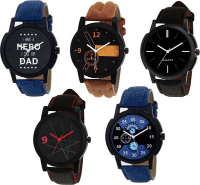 

Musket watch combo of five men women stylish blue brown and black chronograph attractive looks Sport Watch - For Boys