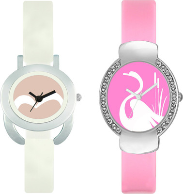 

CLOUDWOOD VLT20_24 Set Of 2 Combo PU Material Fast Selling Women Watch Watch - For Girls