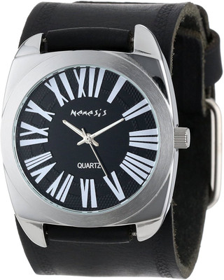 Nemesis Black 7647 Nemesis Women's HST098K Black Collection Retro Roman Leather Band Watch Watch - For Women