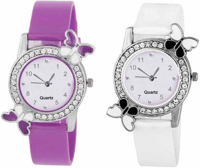 

Aaradhya Fashion BF0914 White & Purple New Butterfly Designer Analogue Watch Watch - For Women
