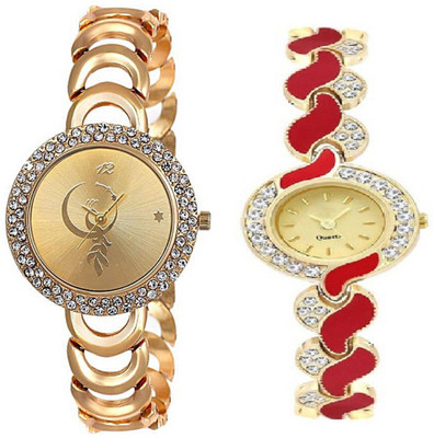 

iDIVAS ALK 51970 Rose Gold Metal Diamond Studed Bracelet With 1 year Warranty Watch - For Women
