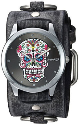 

Nemesis Black123 Nemesis Women's FRB925K Punk Rock Collection Sugar Skull Watch with Leather Cuff Band Watch - For Women