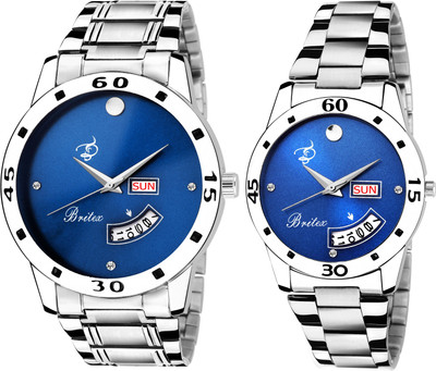 

Britex BT4120+BT7050 His & Her Day and Date Functioning Couple Set Indian Made Analog Watch - For Men & Women