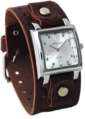 

Nemesis White234 Nemesis #BBB516S Men's Dark Brown Wide Leather Cuff Band Analog Silver Dial Watch Watch - For Men